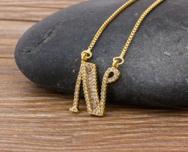 Luxury Gold Color A-Z 26 Letters Necklace CZ Pendant for Women Cute  Initials Name Necklace Fashion Party Wedding Jewelry Gift - Image 43