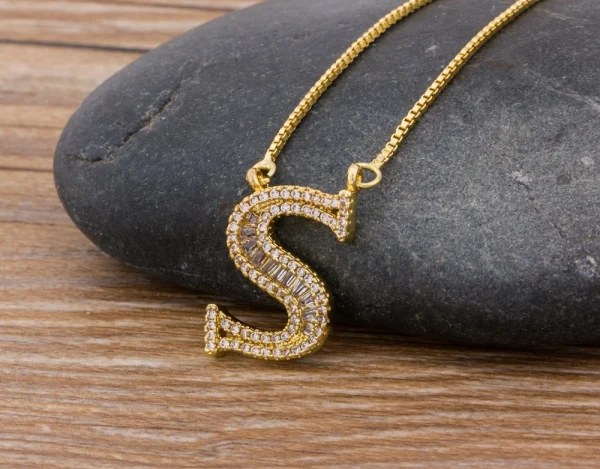 Luxury Gold Color A-Z 26 Letters Necklace CZ Pendant for Women Cute  Initials Name Necklace Fashion Party Wedding Jewelry Gift - Image 56