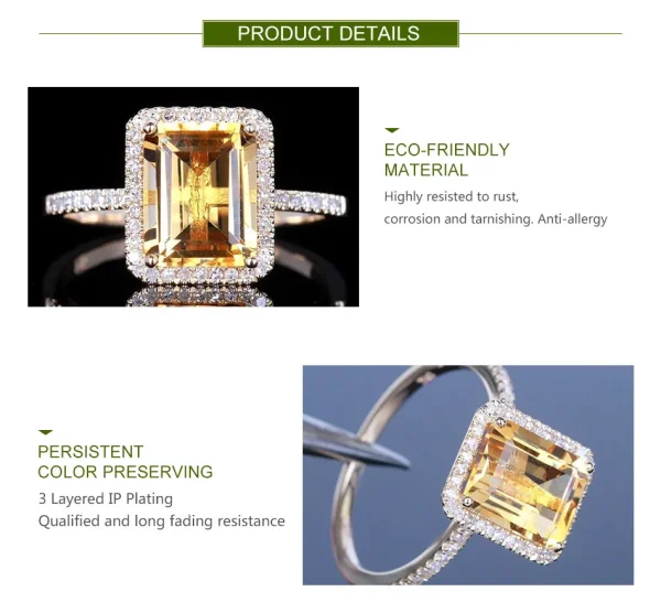 ZDADAN 925 Sterling Silver Fashion Square Gemstone Ring For Women Wedding Jewelry Gift - Image 8
