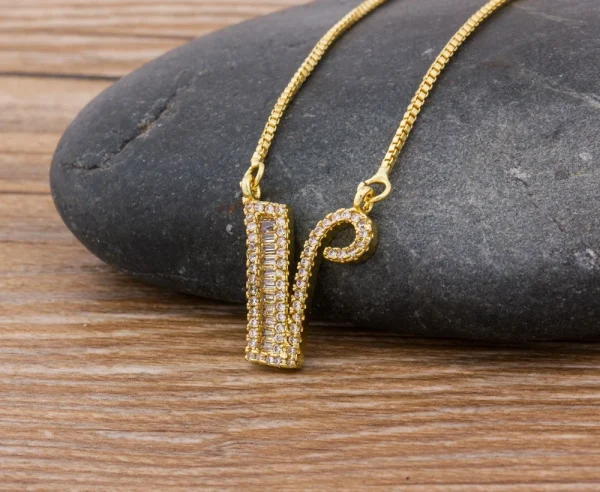 Luxury Gold Color A-Z 26 Letters Necklace CZ Pendant for Women Cute  Initials Name Necklace Fashion Party Wedding Jewelry Gift - Image 38