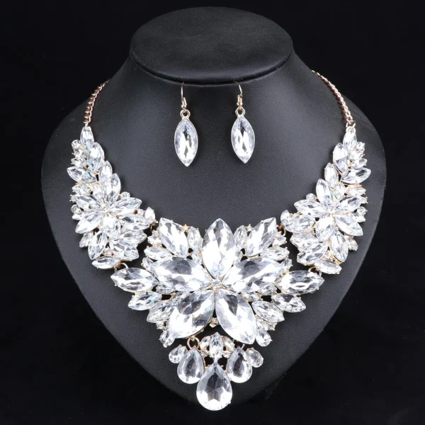 Fashion Crystal Jewelry Sets Bridal Necklace Earrings Sets Wedding Party Jewelery Dress Jewellery Decoration Accessories - Image 6