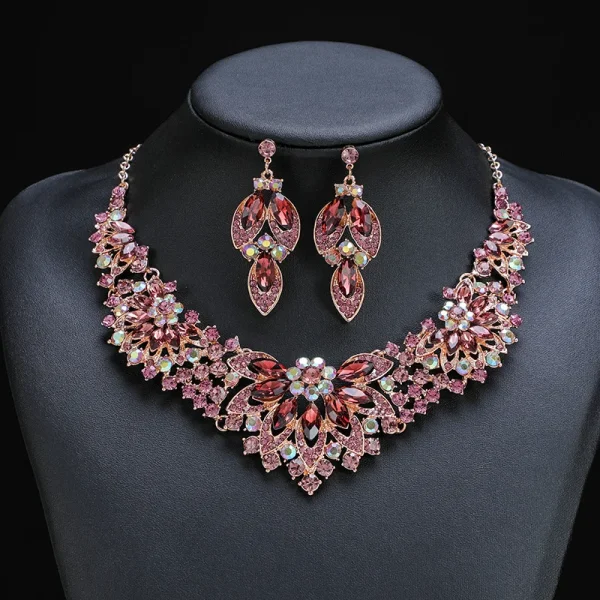 KMVEXO Exquisite Leaves Green Crystal Jewelry Sets For Women Wedding Party Jewelry Accessories Stud Earrings & Necklace Set Gift - Image 16