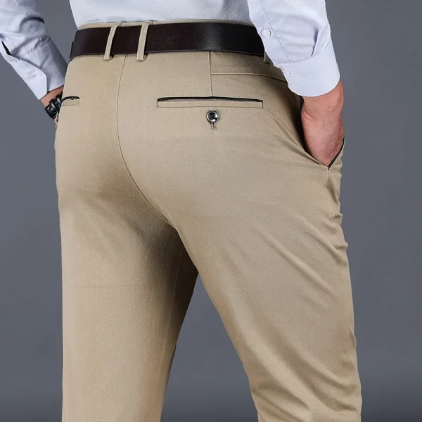 2024 New 98% Cotton Casual Pants Men's Clothing Classic Straight Loose High Waist Elastic Trousers Male Brand Clothes - Image 2