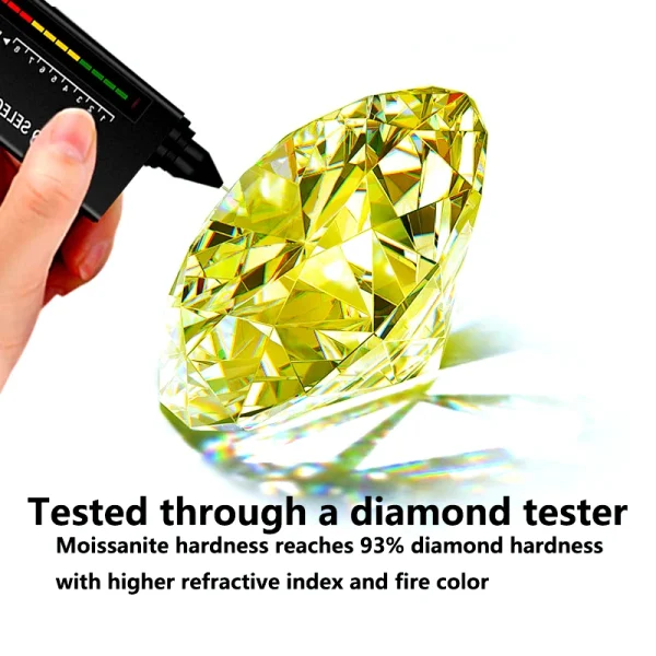 FIRERING 100% True Yellow Moissanite Two Rings Band 2ct 6x8MM Emerald Cut GRA Certificate Women Jewelry Gift S925 Silver - Image 2