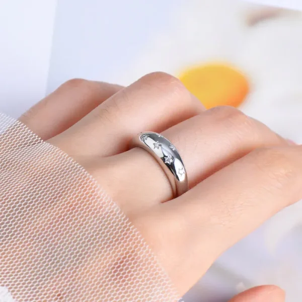 Women's Ring Bezel Setting Star Moissainte Rings 18K Gold Plated 925 Silver Band Fashion Party Daily Wear Jewelry New In - Image 5