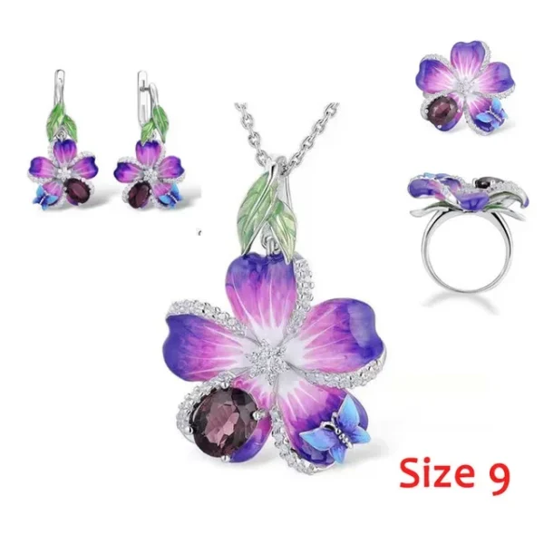 BAOSHINA Red Flower Jewelry Set Series !  Trendy Rose Flower Zircon Earrings Necklace Ring Jewelry Set For Women Wedding Jewelry - Image 16