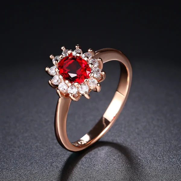 Classic Red Crystal Wedding Rings for Women Bridal Beautiful Rose Gold Color Zirconia Engagement Ring Fashion Jewelry R187 - Image 3