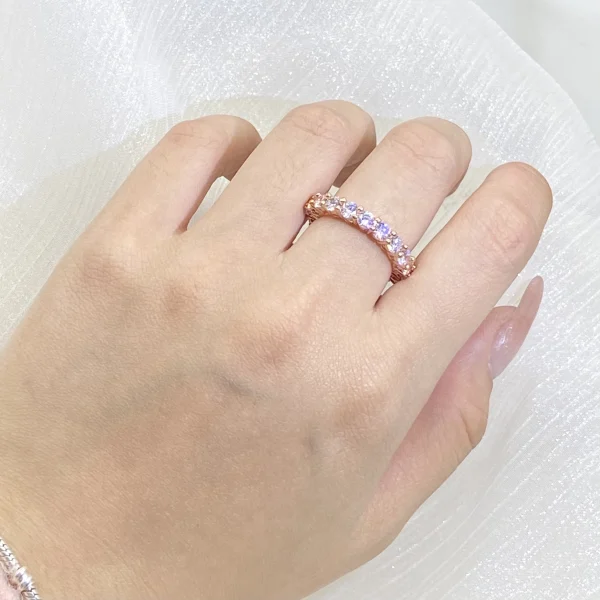 925 Stamp Fashion White Zirconia Row Diamond Ring Women Slim Rose Gold Ring Party Wedding Birthday Gift Wholesale - Image 3