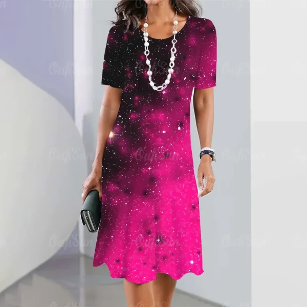 2024 New Women's Dresses Sequin Print Elegant & Beautiful Midi Dresses Plus Size Female Summer One-piece Dress Free Shipping - Image 25