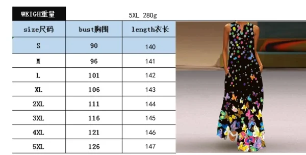 2024 New Summer Women's Sleeveless V-neck Printed Sexy Dress Long Dress Cross Border Women's Wear in Europe and America - Image 5