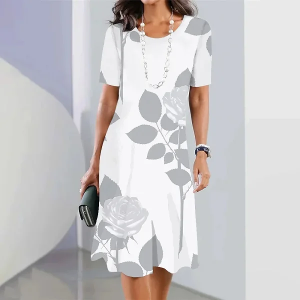 2024 New Botanical & Flower Print Women's Dresses Plus Size Elegant Long Dresses Female Women Clothing One-piece Dress - Image 8