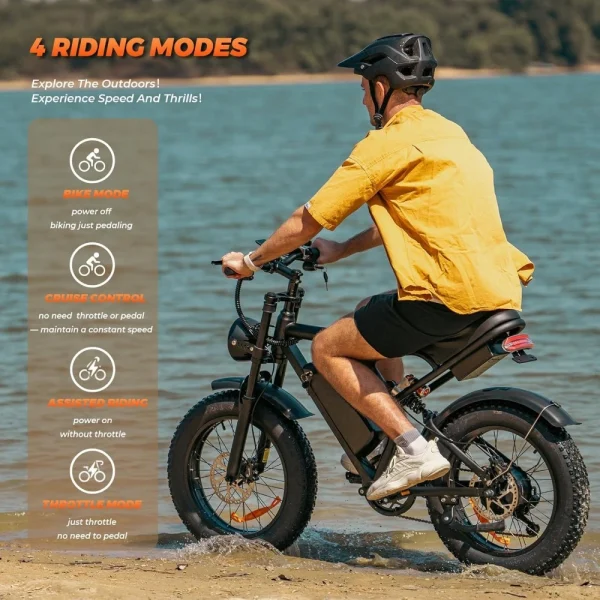 Electric Bike for Adults,20”x 4”Fat Tire Peak1500W Motor,7 Speed Electric Motorcycle Bicycle,48V15AH/13AH Battery 3 Riding Modes - Image 4
