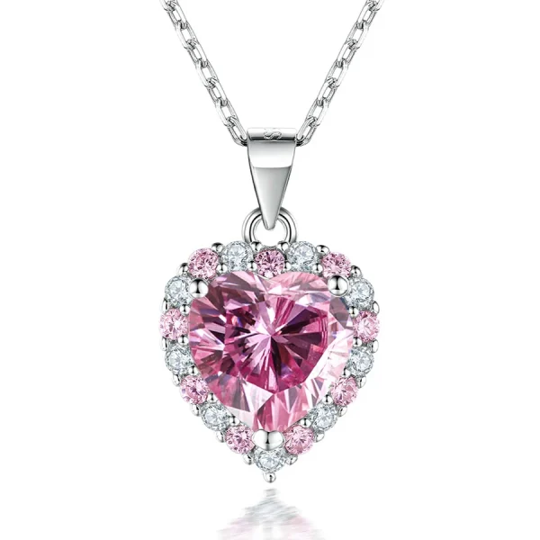 FIRERING Pink Heart Moissanite Necklace Earring Set 2ct GRA Certificate Passed Diamond Test Women Jewelry Gift S925 Silver - Image 3