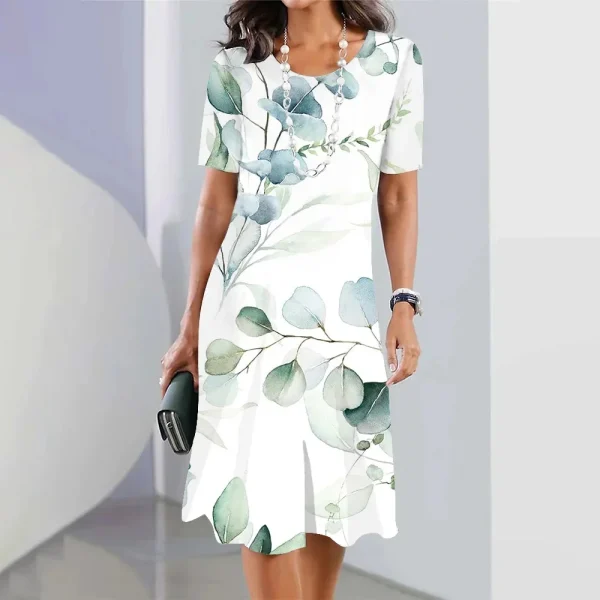 2024 New Botanical & Flower Print Women's Dresses Plus Size Elegant Long Dresses Female Women Clothing One-piece Dress - Image 13