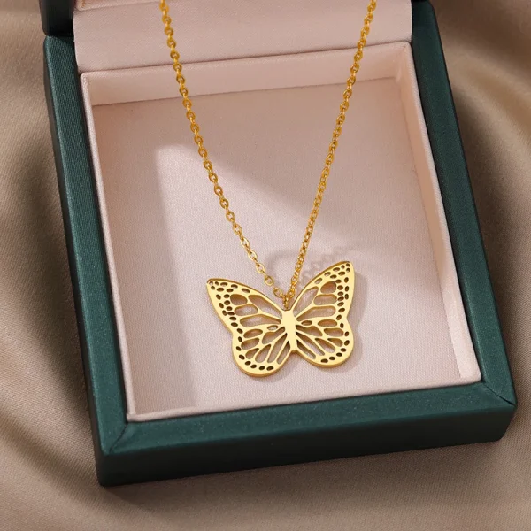 Stainless Steel Butterfly Pendants Necklaces for Women Goth Fashion Gold Color Choker Necklace Aesthetic Wedding Jewelry Gift - Image 2