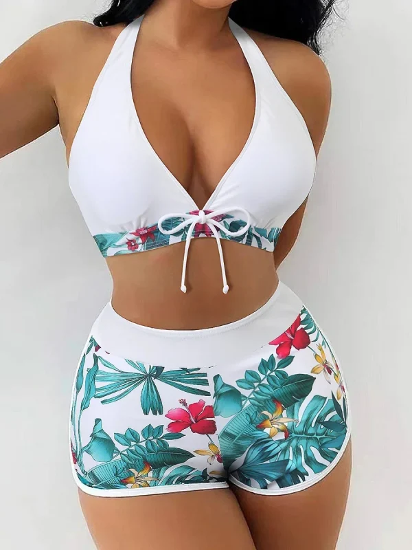 Fashion Printed Swimsuit Women Spliced Lace Up Sporty Surfing Bikini Set Bathing Suit Beachwear Swimwear Female Swimming Suits - Image 15