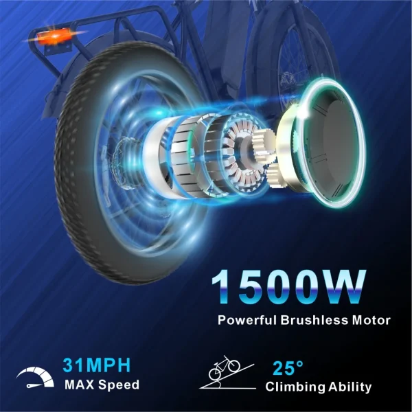 F26 off-road electric Bike hybrid 48V 1000W motor peak 1500W electric bicycle 18Ah large battery 26 inch Fat tires city E-Bike - Image 3
