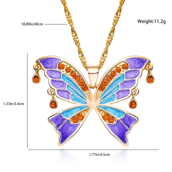 Zircon Butterfly Necklace Big Size Light Luxury Pandant Colorful Insect Dating Wedding Party Jewelry For Women Girls Gift - Image 4