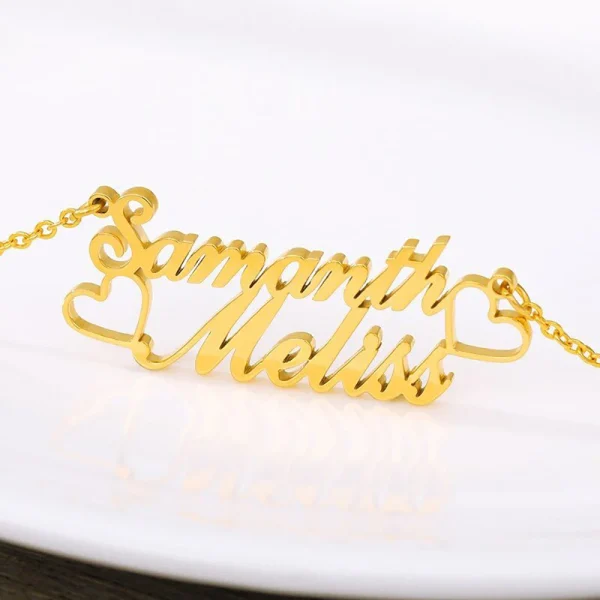 Personalized Custom Double Name Necklaces for Women Stainless Steel Couple Pendant Gold Color Chains Jewelry Valentines Day Gift - Image 24