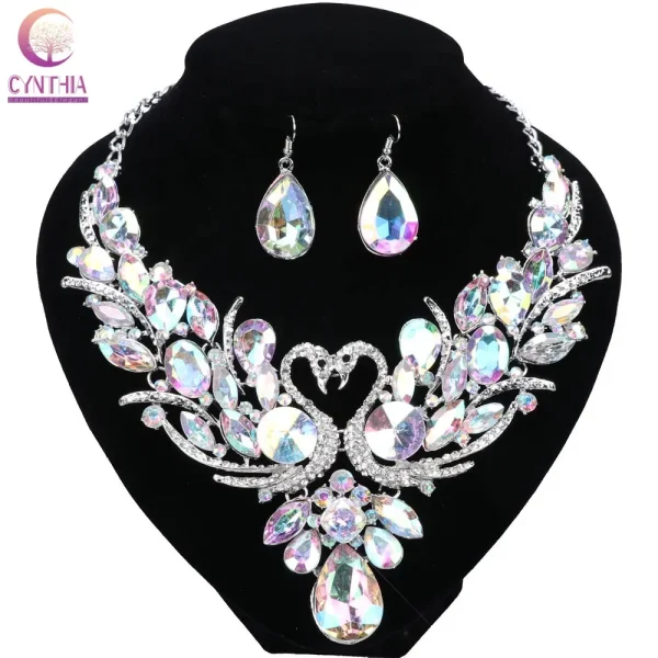 Fashion Nigerian Jewelry Set For Women Purple Tassel Earrings Necklace Set Banquet Dress Accessory Bridal Indian Jewellery - Image 9