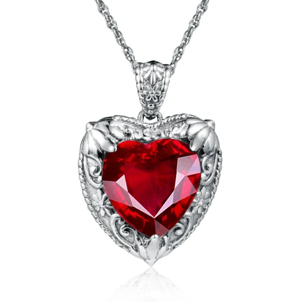 Szjinao Gold Red Ruby Heart Necklace For Women With Stone 15*15mm Victorian Pendant Royal Luxury Jewelry Valentine Day Gift Sale - Image 39