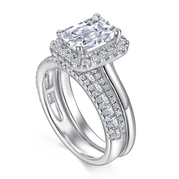FIRERING 100% True Yellow Moissanite Two Rings Band 2ct 6x8MM Emerald Cut GRA Certificate Women Jewelry Gift S925 Silver - Image 8