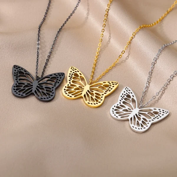 Stainless Steel Butterfly Pendants Necklaces for Women Goth Fashion Gold Color Choker Necklace Aesthetic Wedding Jewelry Gift - Image 11