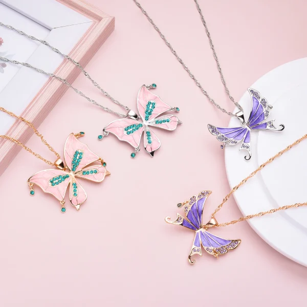 Zircon Butterfly Necklace Big Size Light Luxury Pandant Colorful Insect Dating Wedding Party Jewelry For Women Girls Gift - Image 17