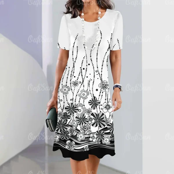 New Women's Vintage Dress Lace Printed Elegant Casual Short Sleeve Dress Y2k Fashion Plus Size Women's 2023 Women's Dresses - Image 24