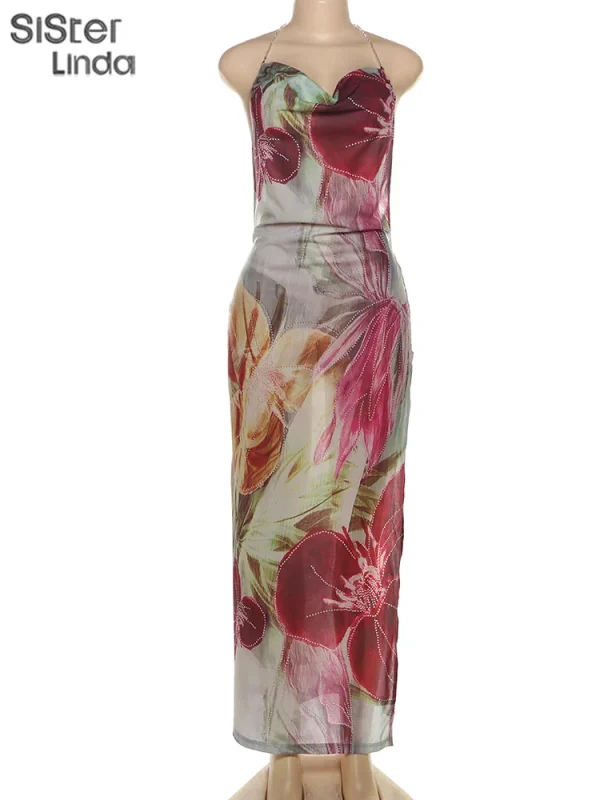 Sisterlinda Autumn Release Junior Ankle-Length Sexy High Street Dress K24D57158Girl Printing Slim Cleavage Backless Fashion Robe - Image 13