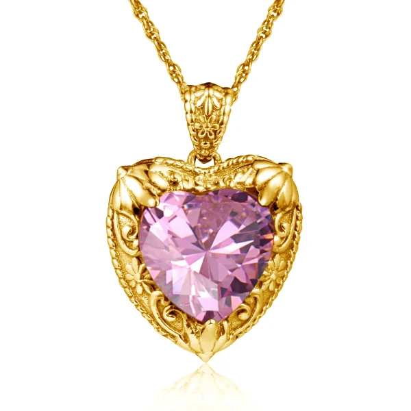 Szjinao Gold Red Ruby Heart Necklace For Women With Stone 15*15mm Victorian Pendant Royal Luxury Jewelry Valentine Day Gift Sale - Image 28