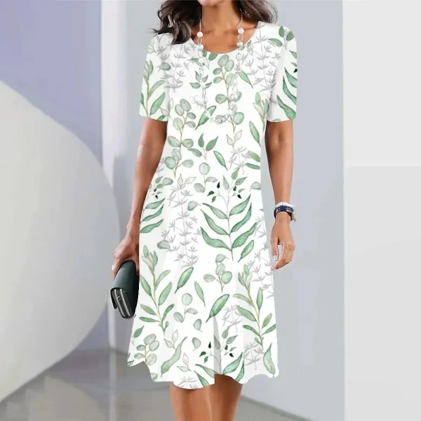 2024 New Botanical & Flower Print Women's Dresses Plus Size Elegant Long Dresses Female Women Clothing One-piece Dress - Image 23