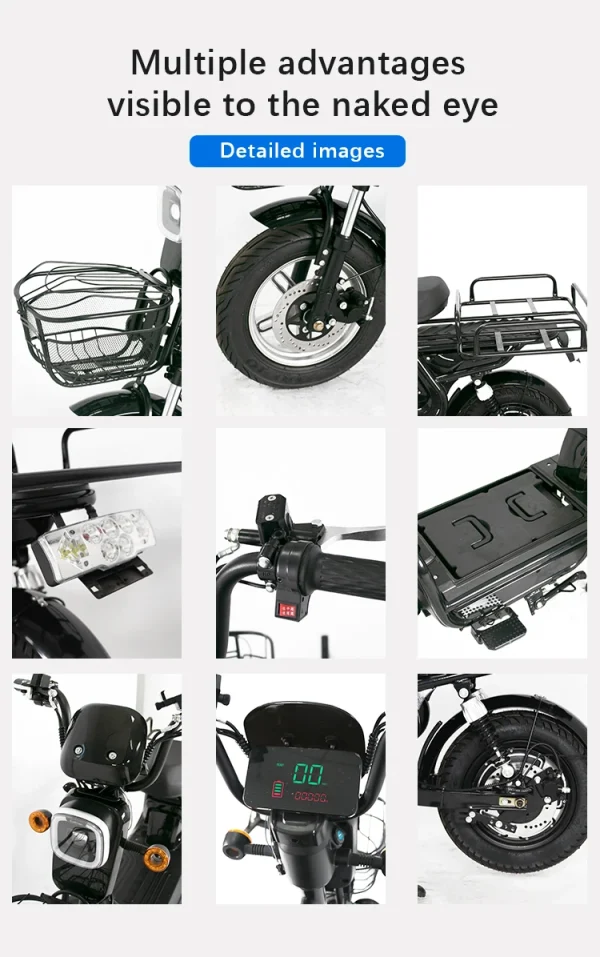 City electric scooter 500W electric motorcycle remote control alarm battery electric bicycle for adult - Image 14