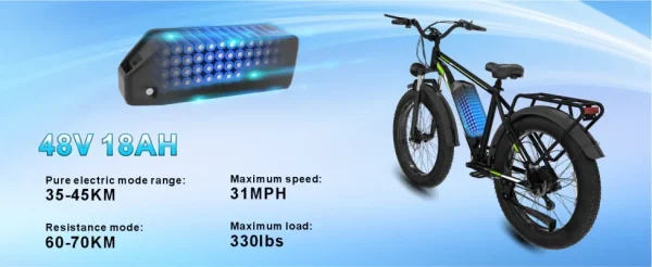 F26 off-road electric Bike hybrid 48V 1000W motor peak 1500W electric bicycle 18Ah large battery 26 inch Fat tires city E-Bike - Image 11