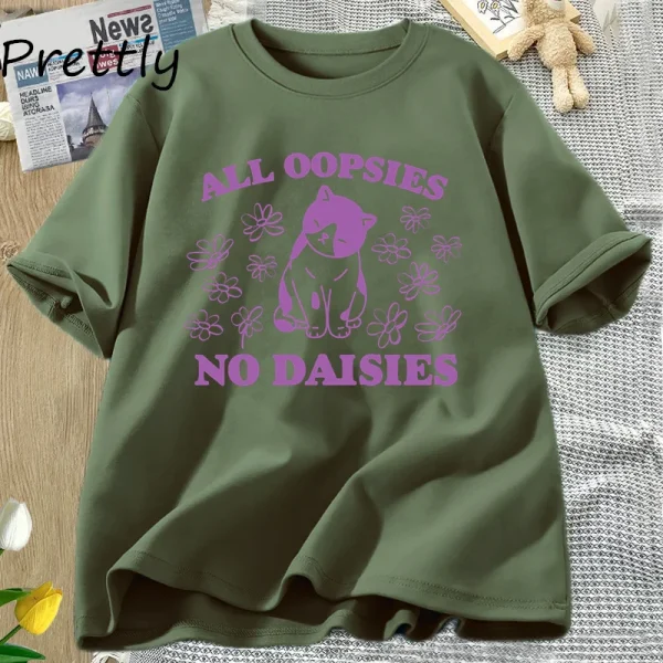 All Oopsies No Daisies T Shirt Retro Cat Kitten Tshirt Funny Cat Lover T-shirt Women Men Short Sleeve Summer Tees Streetwear - Image 10