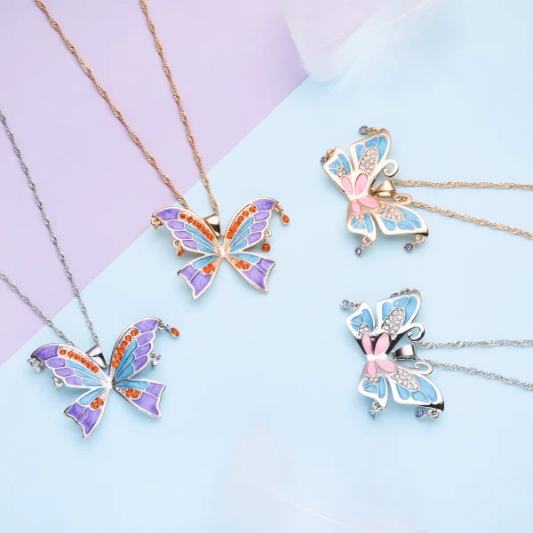 Zircon Butterfly Necklace Big Size Light Luxury Pandant Colorful Insect Dating Wedding Party Jewelry For Women Girls Gift - Image 5
