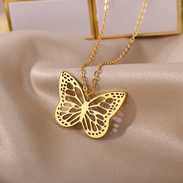 Stainless Steel Butterfly Pendants Necklaces for Women Goth Fashion Gold Color Choker Necklace Aesthetic Wedding Jewelry Gift - Image 4