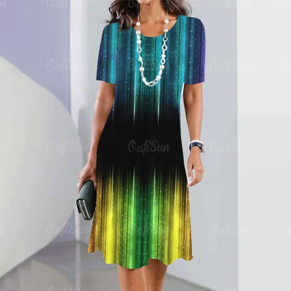2024 New Women's Dresses Sequin Print Elegant & Beautiful Midi Dresses Plus Size Female Summer One-piece Dress Free Shipping - Image 2