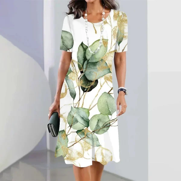 2024 New Botanical & Flower Print Women's Dresses Plus Size Elegant Long Dresses Female Women Clothing One-piece Dress - Image 6