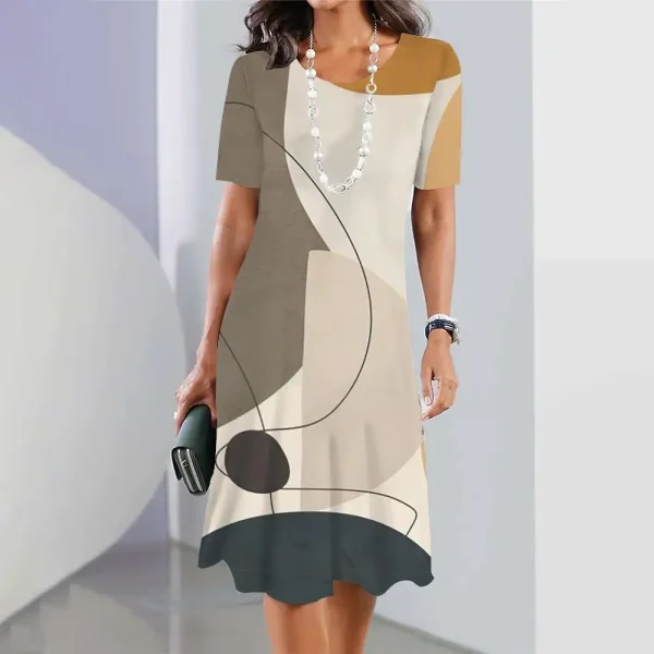 New Geometric Curve Graphic Print Women's Dresses Elegant Dresses Summer Dresses Plus Size Female Fashion Free Shipping - Image 3