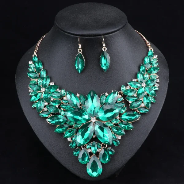 Fashion Crystal Jewelry Sets Bridal Necklace Earrings Sets Wedding Party Jewelery Dress Jewellery Decoration Accessories - Image 2