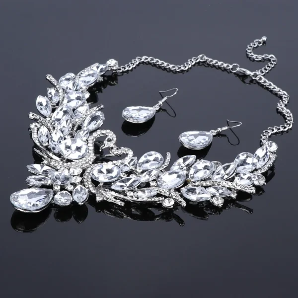 Women's Elegant Austrian Crystal Statement Swan Necklace Earrings Party Gift Jewelry Set For Wedding Dress - Image 20