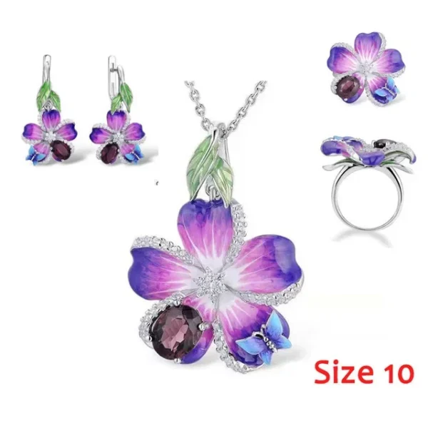 BAOSHINA Red Flower Jewelry Set Series !  Trendy Rose Flower Zircon Earrings Necklace Ring Jewelry Set For Women Wedding Jewelry - Image 18