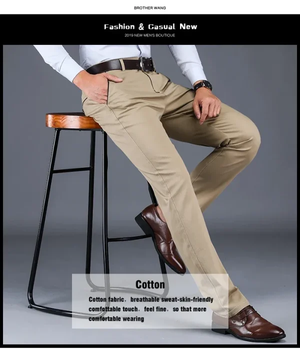 2024 New 98% Cotton Casual Pants Men's Clothing Classic Straight Loose High Waist Elastic Trousers Male Brand Clothes - Image 10