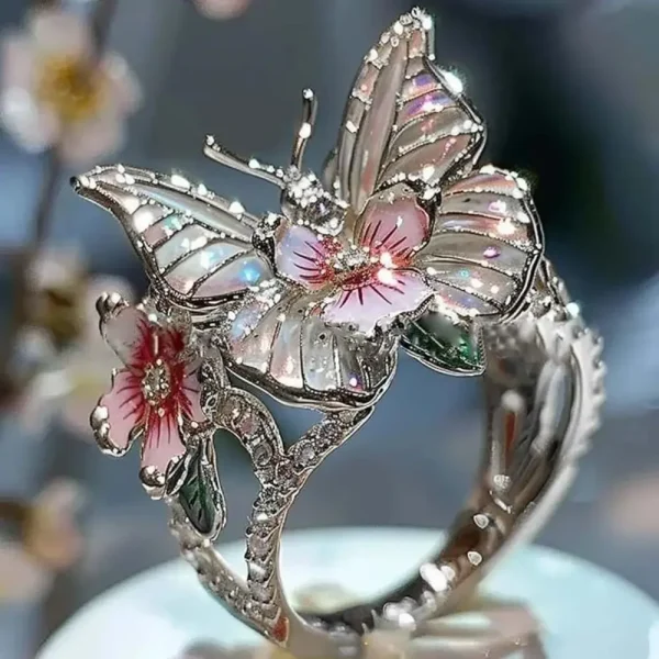 Aesthetic Butterfly Flower Ring for Women Luxury Rhinestone Stylish Opening Ring Non-fading Wedding Party Jewelry Fashion Gifts - Image 14