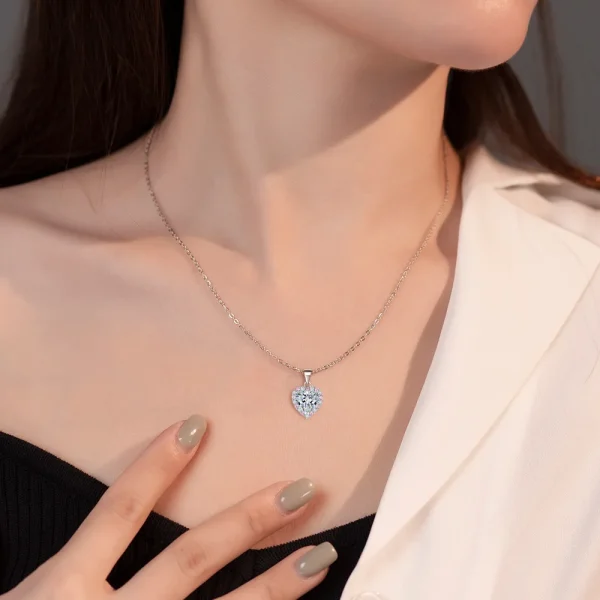 FIRERING Pink Heart Moissanite Necklace Earring Set 2ct GRA Certificate Passed Diamond Test Women Jewelry Gift S925 Silver - Image 5