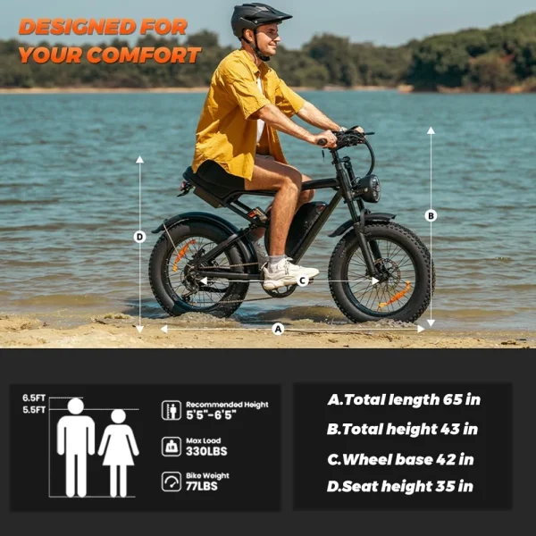 Electric Bike for Adults,20”x 4”Fat Tire Peak1500W Motor,7 Speed Electric Motorcycle Bicycle,48V15AH/13AH Battery 3 Riding Modes - Image 9