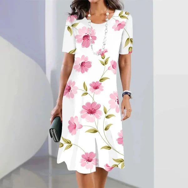 2024 New Botanical & Flower Print Women's Dresses Plus Size Elegant Long Dresses Female Women Clothing One-piece Dress - Image 5