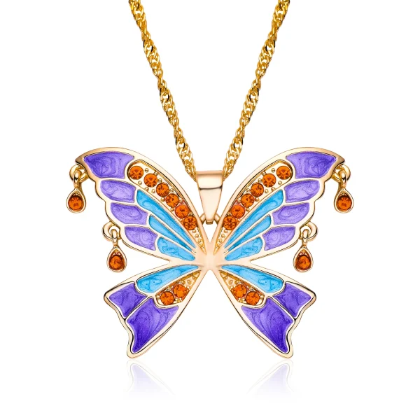 Zircon Butterfly Necklace Big Size Light Luxury Pandant Colorful Insect Dating Wedding Party Jewelry For Women Girls Gift - Image 7
