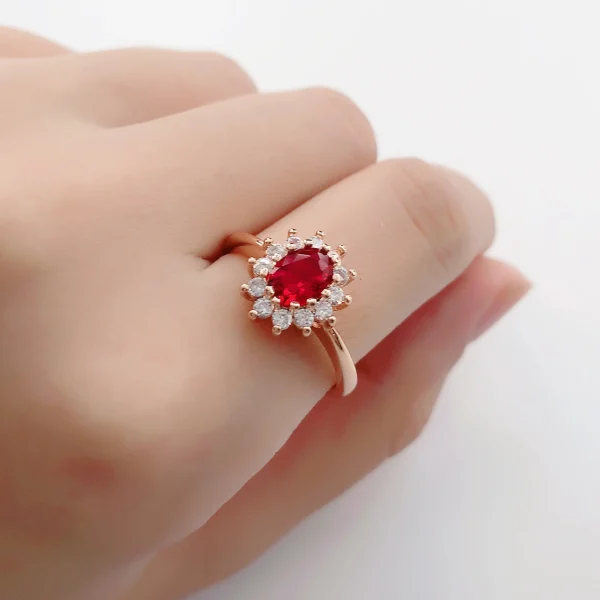 Classic Red Crystal Wedding Rings for Women Bridal Beautiful Rose Gold Color Zirconia Engagement Ring Fashion Jewelry R187 - Image 11